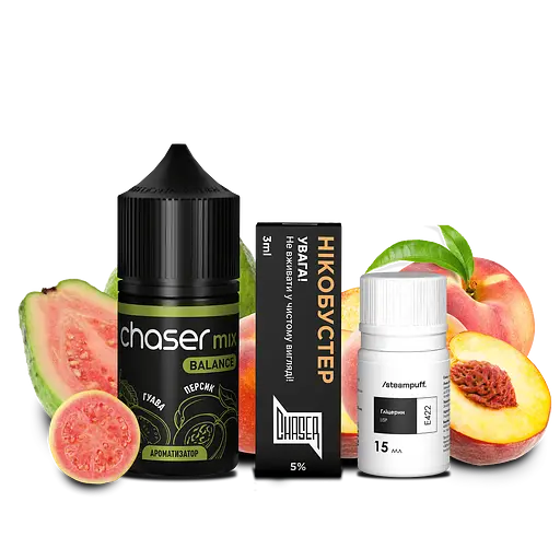 Набор компонентов для самозамеса солевой заправки CHASER Mix BALANCE NEW 30 мл Гуава Персик, 0-50 мг (17804)