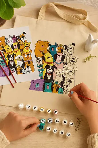 Набір екосумка-розмальовка „Dogs“ бавовна 220 г/м2 38х42см ROSA Talent [CD]