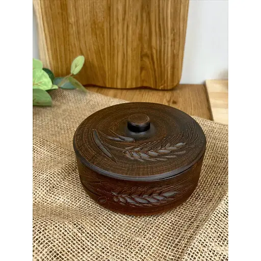 Банка для хранения 0.5 литра керамическая (глиняная) Колосок