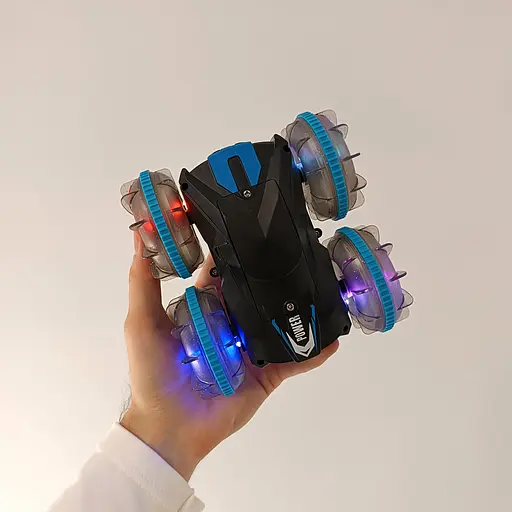 Машинка перевертыш на радиоуправлении Amphibious Stunt Car. Плавает в воде. Светится. Прозрачные колеса - фото 13