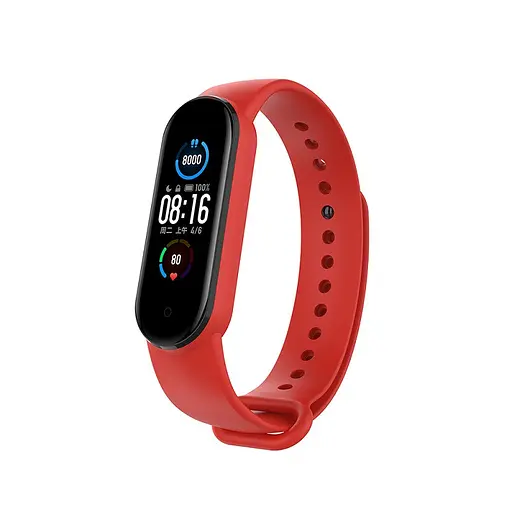 Ремешок для фитнес-браслета Lemfo для Xiaomi Mi Band 5, 6, 7 красный - фото 4