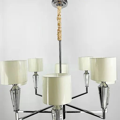 Класична хромова люстра з круглими абажурами Line.F AT 30/8 - фото 4