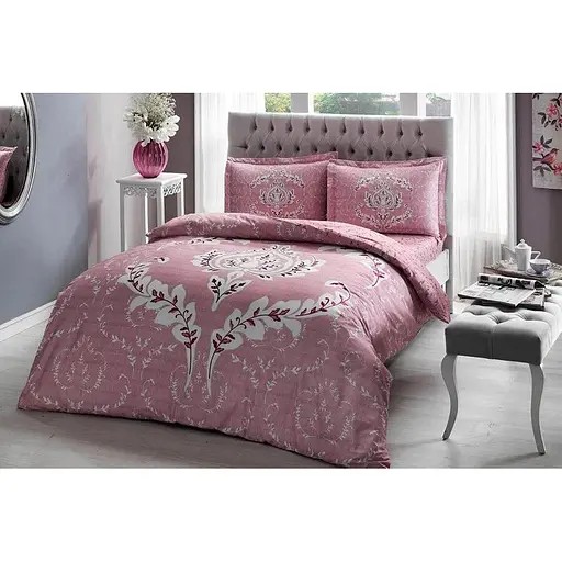 Комплект постільної білизни TAC Romy Pink Євро Різнобарвний 000230021