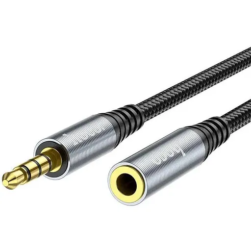 Кабель Hoco UPA20 3.5 audio extension cable male to female L-2 м Темно-сірий