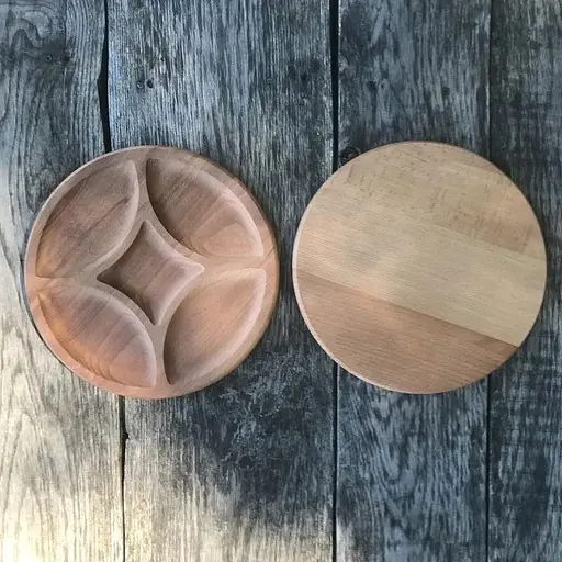 Тарілка-Міжниця D-30см на 4 секції + Соусниця (бук) - фото 2