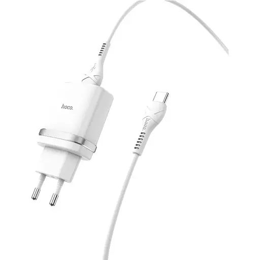 Зарядний пристрій Hoco C12Q USB QC 18W білий + кабель USB to Type-C - фото 1