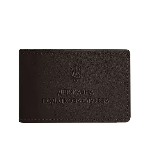 Кожаная обложка на удостоверение Государственной налоговой службы темно-коричневая - фото 6