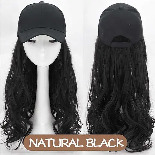 Парик кепка с волнистыми волосами 60 см Брюнетка - фото 2