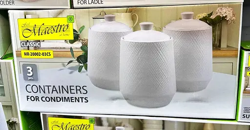 Набір із 3-х керамічних баночок Maestro MR-20002-03CS ємності для сипучих продуктів Білі - фото 4