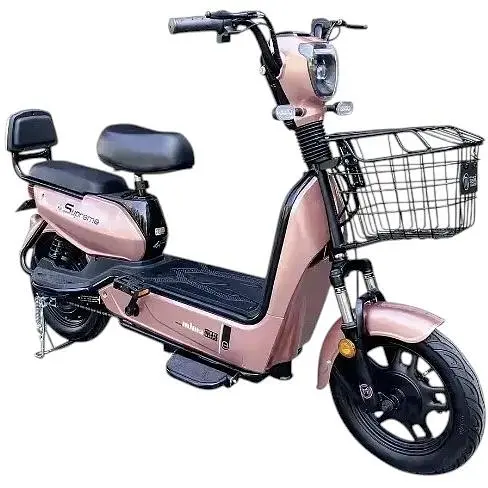 Електричний скутер Scooter 350 Вт (48 В 14.5 Ач) з кошиком рожева бронза