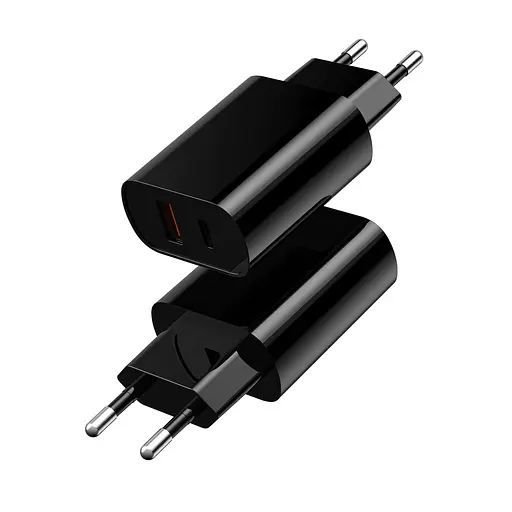 Мережевий зарядний пристрій Wiwu Wi-U002 Type C PD+QC Charger EU Plug Чорний - фото 1