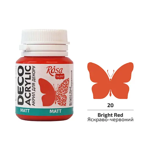 Акрил для декора Ярко-красный (20) матовый 20 мл Rosa Talent - фото 1