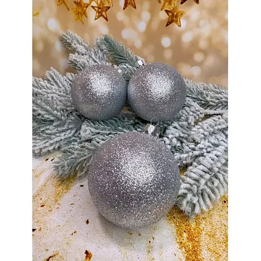 Набір ялинкових куль Блиск 80 мм 6 шт Срібло - фото 1