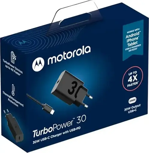 Скоростной зарядный блок Motorola 30W набор с кабелем USB-C to USB-C (SJMC302) - фото 5