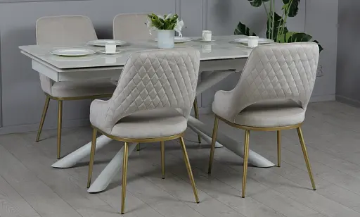 Стіл Рим обідній розкладний білий глянець 1600/2400x900x750 ноги білі - фото 13