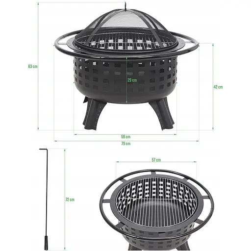 Уцінка. Кошик для вогнища та барбекю Lund сталевий 80х80х61 см (99714) - фото 7