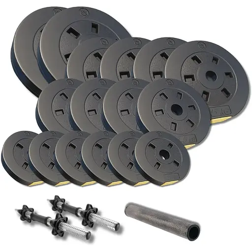 Набор гантели-штанга 2в1 Besport PowerPro 59кг с переходником