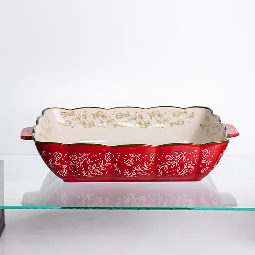 Форма для запекания Vintage 34×30×7 (см) квадратная форма для выпекания в духовке с ручками Красный Yiwu HM04-16 - фото 5
