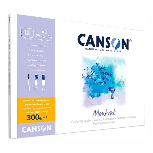 Склейка для акварелі MONTVAL А3 300г/м2 12л натуральний білий середнє зерно Canson - фото 3