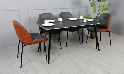 Стол Люкс черный мат 1400/2000х900х760 черные ноги - фото 11