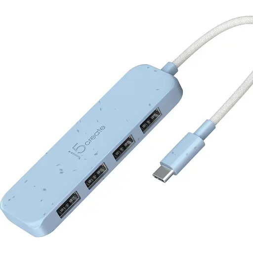 USB-хаб j5create JCH341EC-N USB-C на 4 USB-A, голубой (JCH341EC-N) - фото 1