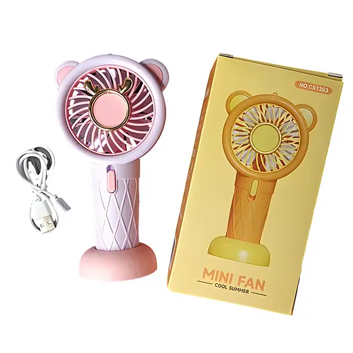 Дитячий портативний USB-вентилятор на акумуляторі Cool Summer рожевий (CS1363) - фото 2
