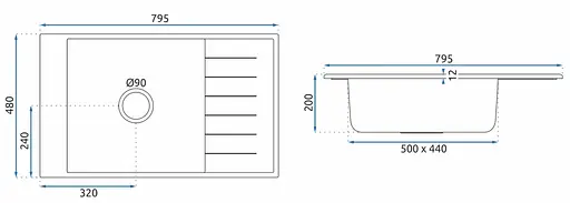 Кухонна мийка гранітна Rea Sten beige ZLE-00108 - фото 6