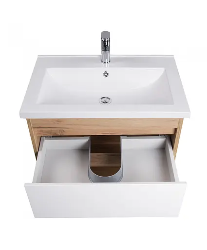 Тумба Мойдодир Oslo 70 Wood з умивальником Cosmo 70 дуб крафт/Білий - фото 3