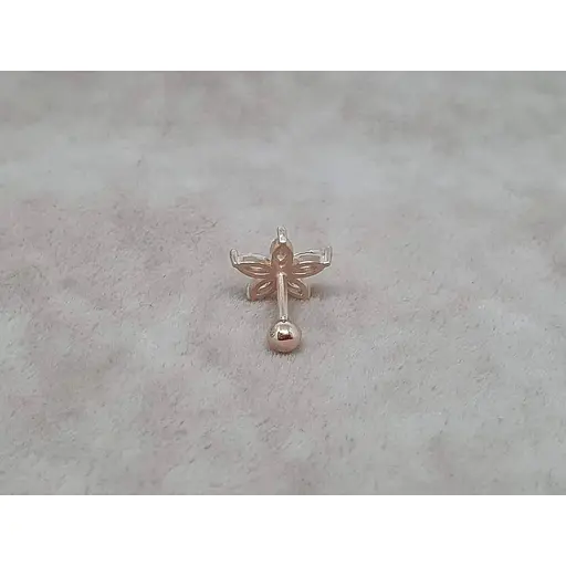 Золотая серьга для пирсинга хеликса Ирий Цветок с фианитами. З40103ШТ - фото 3