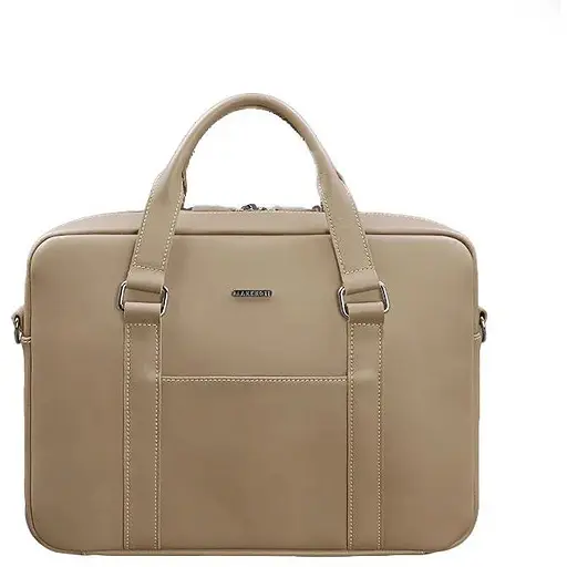 Шкіряна сумка для ноутбука та документів світло-бежева - фото 1