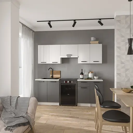 Кухня модульная MebelStar Nika 2,2 м Аляска белый/Антрацит (MBS-1460)