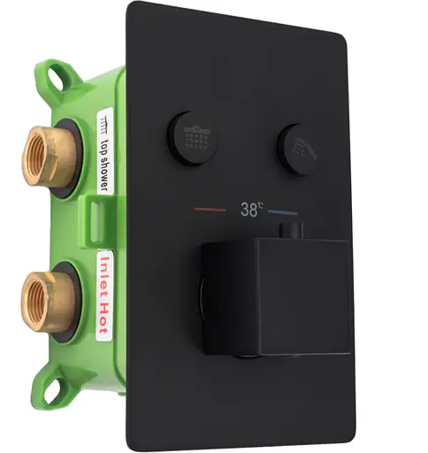 Душова система прихованого монтажу Rea Davis з термостатом black REA-P6357, Чорний - фото 2