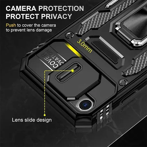 Чехол ударопрочный Epik Camshield Army Ring для iPhone 7/8/SE (2020) (4.7) Черный/Black - фото 6