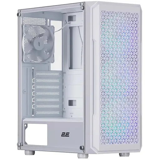 2E Gaming Корпус Hexagon G338W без БР 2xUSB3.0, 1xUSBType-C, 3x120мм ARGB, 1x120мм, VGA 330мм, LCS ready, HUB, TG Side Panel, ATX, білий