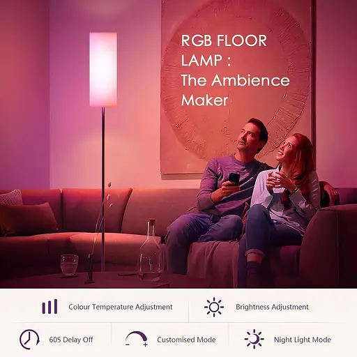 Торшер зі світлодіодною лампою RGB з керуванням додатками - фото 4