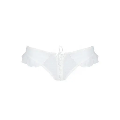 Трусики в горошок з рюшами та шнурівкою Fatin Thong white - Passion L/XL - фото 5
