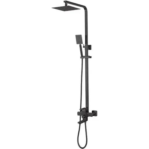 Душевая система Wezer PRO16-02-BLACK, излив - переключатель на лейку, 3-функции, Черный матовый - фото 1