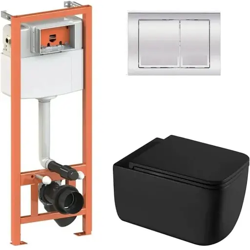 Набір Q-tap Nest 4 в 1 підвісний унітаз Gemini Ultra Quiet 530х365х373 + комплект інсталяції QT2533076EUQMB46173 - фото 1