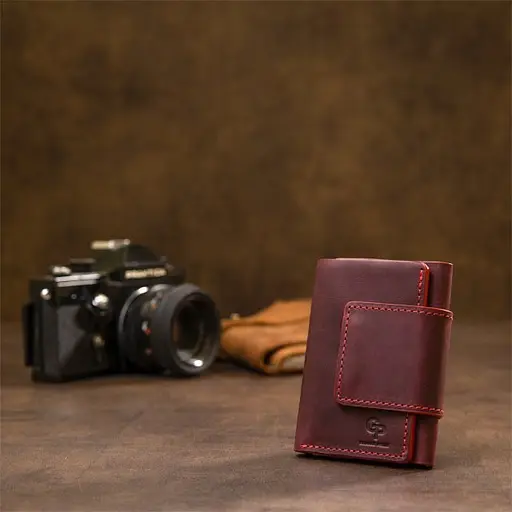 Кожаное женское портмоне Grande Pelle 8х10х1 см acs0027537 - фото 7