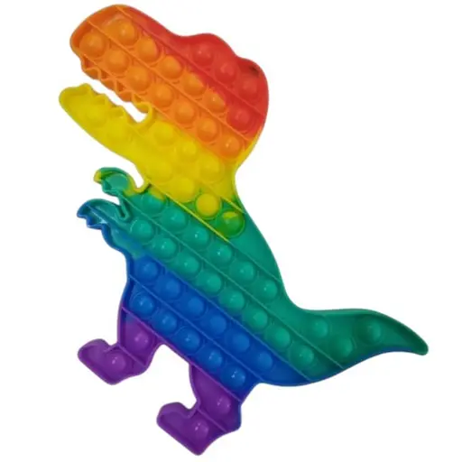 Сенсорна іграшка Pop it антистрес 20 см динозавр великий XXL райдужний різнокольоровий - фото 1