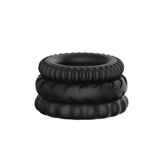 Эрекционные кольца Baile Titan Cock Ring Set 3 шт. черный - фото 3