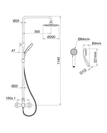 Душова система Imprese Bila Smeda T-15085, Хром - фото 2
