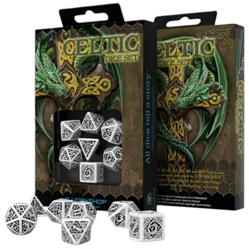 Набір кубиків Celtic 3D Revised White & black Dice Set , 7 шт. (SCER02) - фото 1