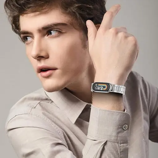 Ремінець для фітнес-браслета Tamister для Xiaomi Mi Band 8 і 9 Type C металевий із застібкою сріблястий - фото 8