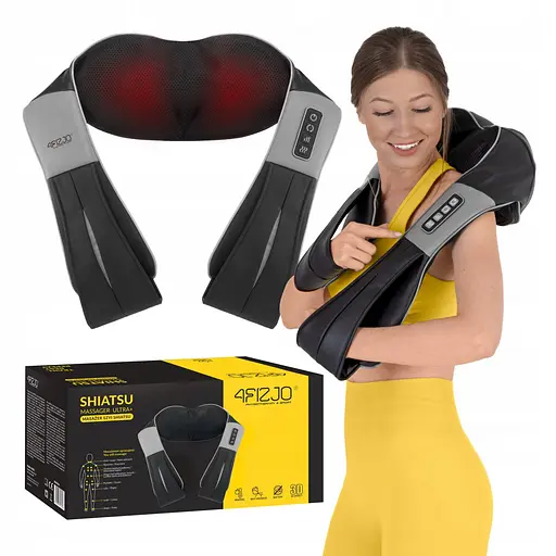 Накидка-массажер 4FIZJO Shiatsu Ultra+ для шеи и спины, аккумуляторная 4FJ0611 Black/Grey (P-5907739319098) - фото 1