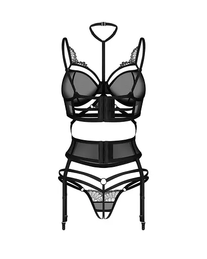 Комплект белья Obsessive Premesis Black otwarty L/XL (черный) - фото 12