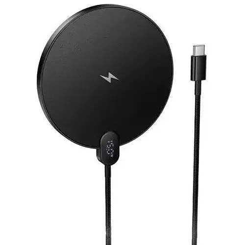 Бездротовий ЗП HOCO CW62 Peak desktop with digital display and cable чорний - фото 1