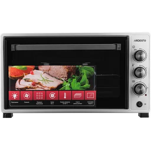 Электропечь Ardesto 1700 Вт, 48 л, хром.тены, таймер, подсвеч., конвекция, подв.стекло, белый - фото 3
