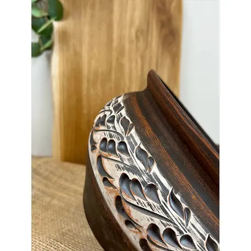 Супник керамічний (глиняний) різьблений №7 2.5 л - фото 3