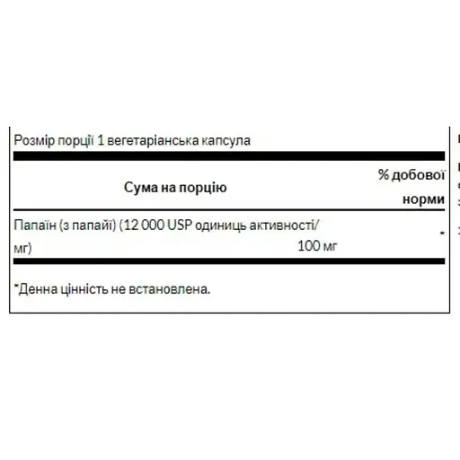 Комплекс ферментов Swanson Papaya Enzyme Papain 100 mg 90 veg caps (1086-2022-09-9906) - фото 2